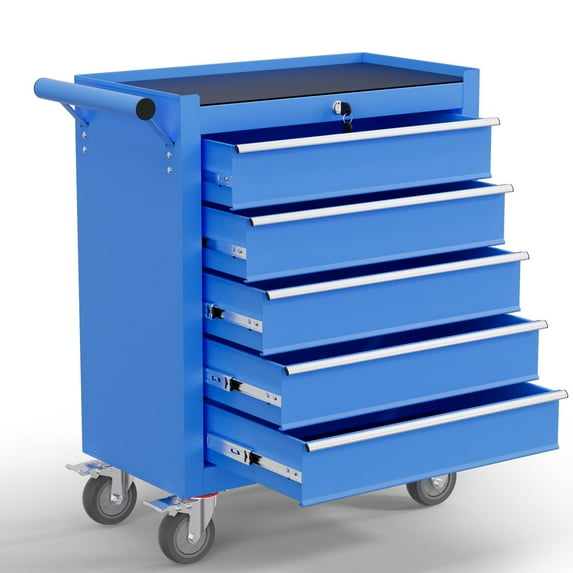 5-Drawer Tool Chest,Rolling Tool Cart with Wheels,High Capacity Tool Cabinet with Locking System for Garage, Warehouse, Workshop-Blue