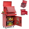 thumbnail image 1 of 5-Drawer Tool Chest, Rolling Tool Storage Cabinet with Detachable Top Tool Box, Enhanced Packaging, Metal Tool Cart for Garage Workshop, Red, 1 of 14