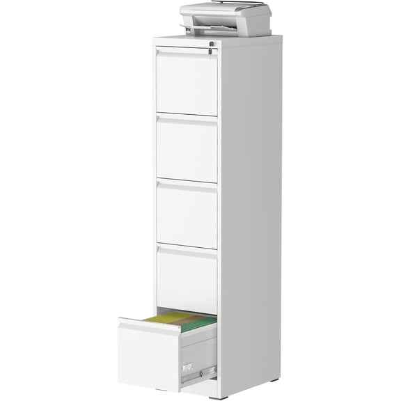 5 Drawer Vertical File Cabinet with Lock, Metal Filing Cabinets for Home Office, Heavy Duty File Storage Cabinet for Legal/Letter/A4 Documents, Easy to Assemble, White