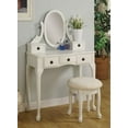 thumbnail image 1 of 5 Drawer White Makeup Vanity Hair Dressing Table Set w Adjustable Mirror Padded Stool, 1 of 5