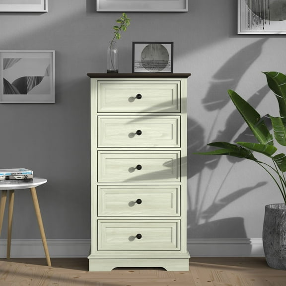 5 Drawers Bedroom Dresser Cabinet Wood Chest Of Drawers