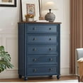 thumbnail image 1 of 5 Drawers Chest of Drawers Dresser for Bedroom, Wood 45" Tall Dresser Storage Dressers Organizer, Farmhouse Rustic Closet for Living Room, Hallway Entryway, 1 of 15