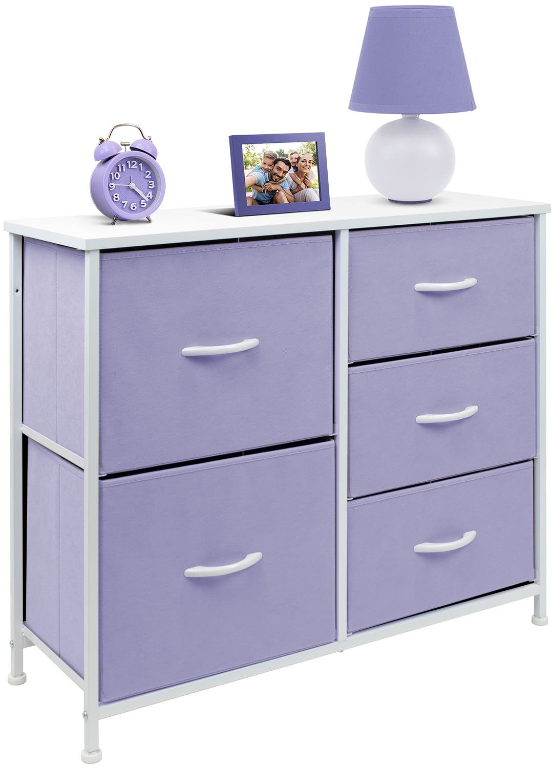 purple and white dresser Sorbus 5-Drawer Dresser with Steel Frame, Purple