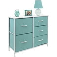 thumbnail image 1 of 5 Drawers Chest Dresser - Wood Top Finish - Art Deco, Aqua, 1 of 5