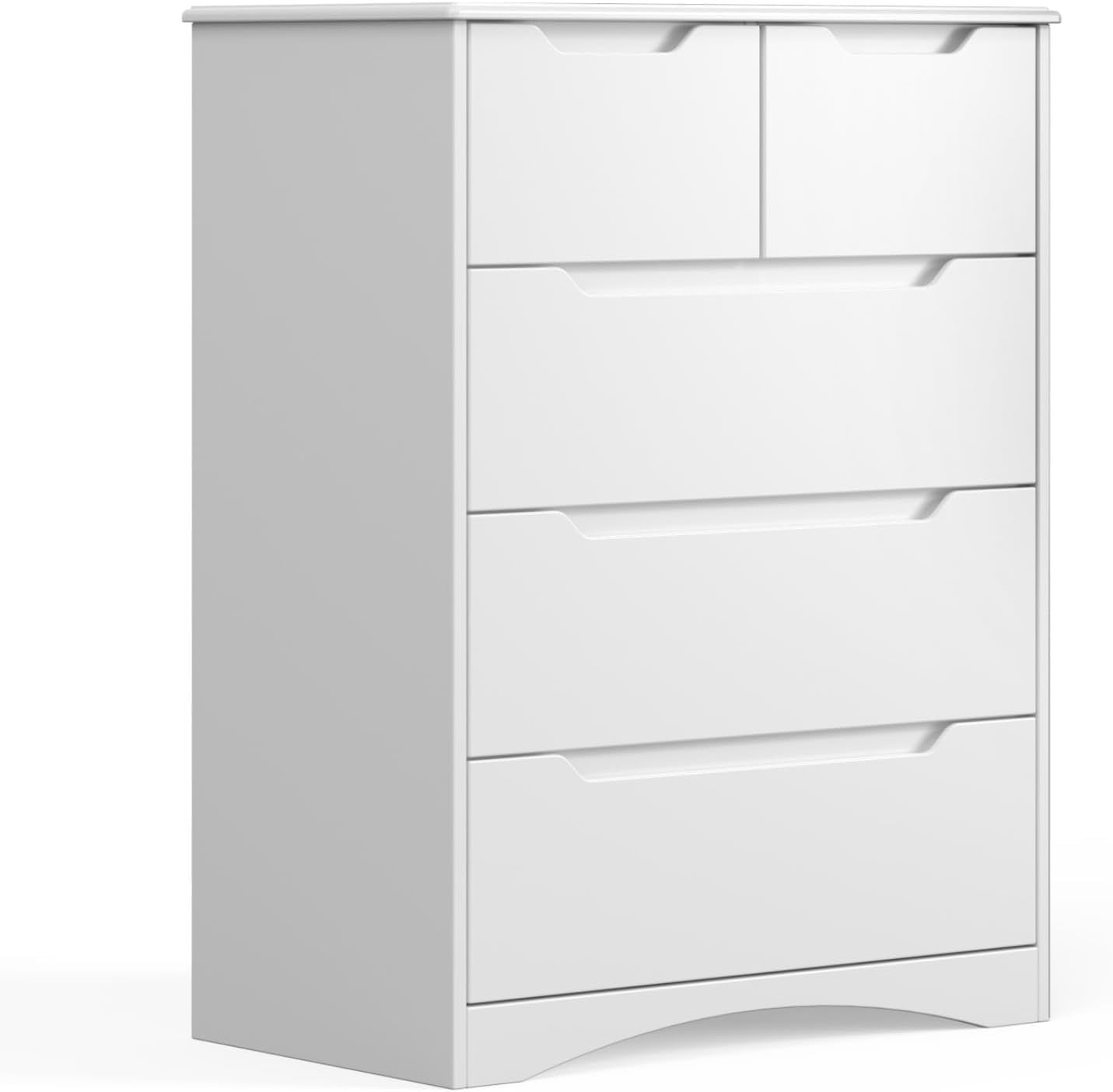5 Drawers Chest, White Bedroom Drawer Dresser And Organizer With Large Storage Capacity