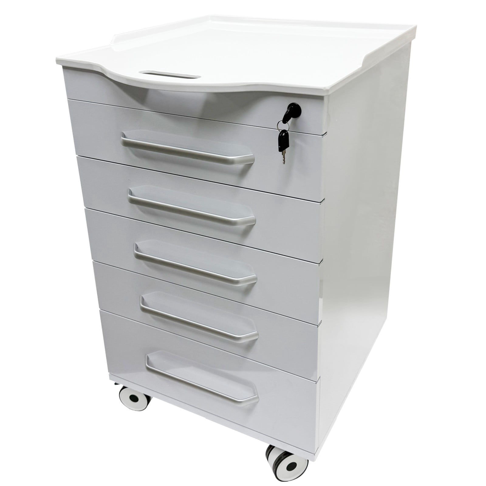 5 Drawers Dental Storage Cabinet Mobile Cart Stainless Steel Moving ...