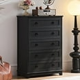 thumbnail image 1 of Joaxswe Modern 5 Drawer Dresser for Bedroom, 42" Tall Wooden Chest of Drawers with Dual Pull Design for Bedroom, Living Room, Black, 1 of 7