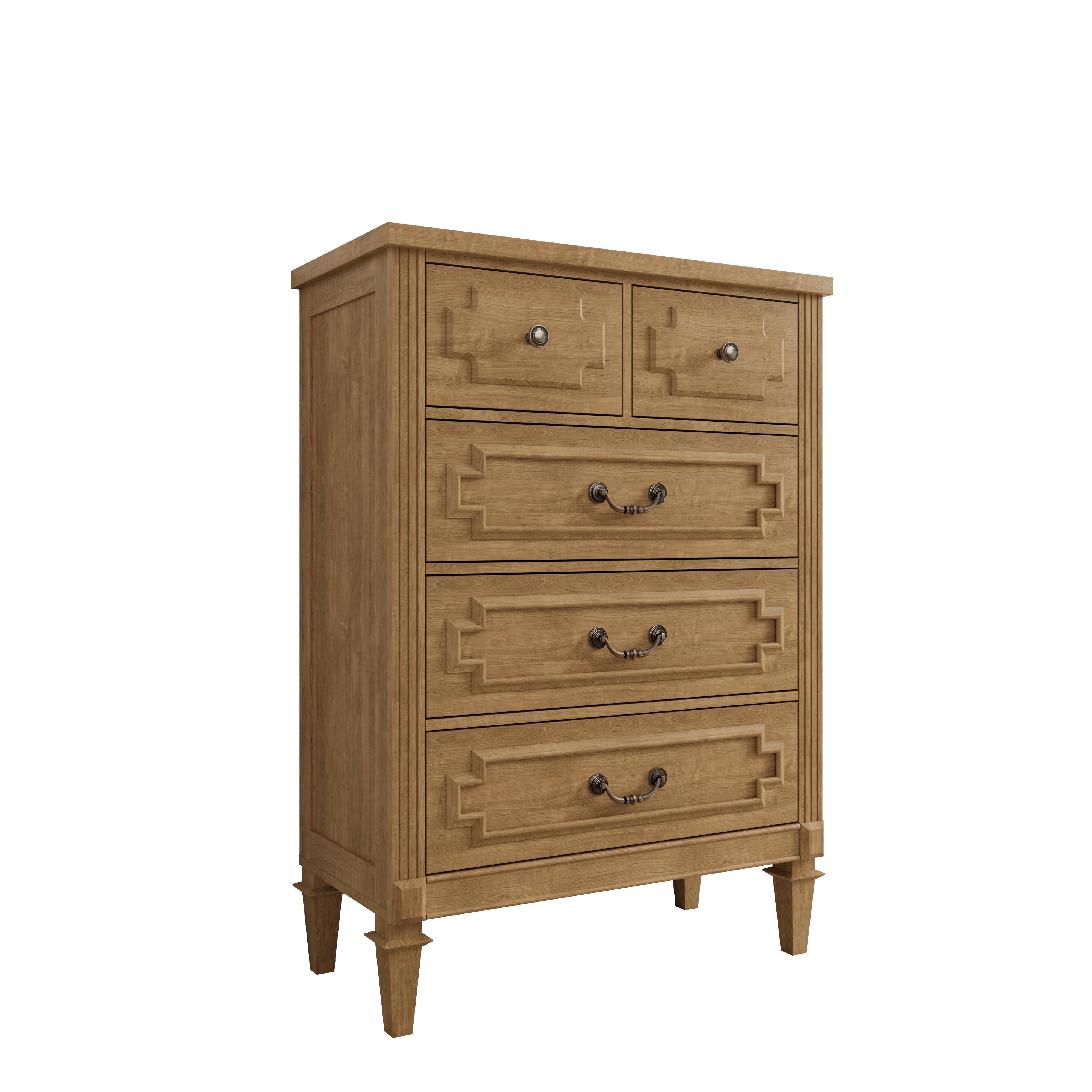 5 Drawers Dresser Chests for Bedroom, Wood Chset of Drawers, Dressers Organizer for Bedroom, Living Room, Hallway, Natural