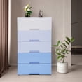 thumbnail image 1 of 5 Drawers Dresser with Wheels, Modern Plastic Vertical Tower Closet Organizer Cabinet Clothes Storage Chest for Adults Children's Room Bedroom Gradient Blue, 1 of 10