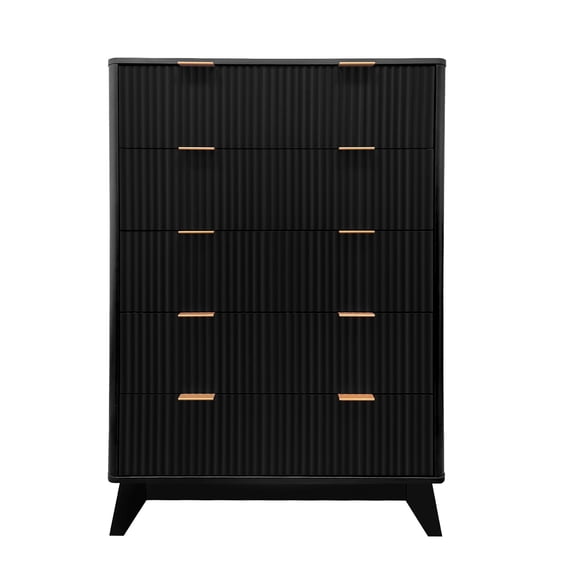 5 Drawers Dresser for Bedroom, 48" Tall Mid Century Modern Dresser Chest of Drawers, Fluted Tall Dressers for Bedroom, Living Room, Hallway