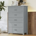 thumbnail image 1 of 5 Drawers Dresser for Bedroom, Wood 5 Chest of Drawer, Tall Dresser for Closet, Retro Style Storage Cabinet Organizer for Bedroom, Light Gray, 1 of 7