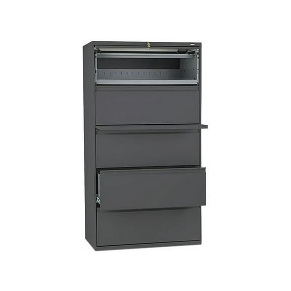 5 Drawers Lateral Lockable Filing Cabinet, Charcoal