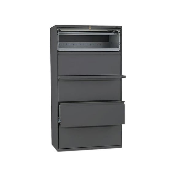 5 Drawers Lateral Lockable Filing Cabinet, Charcoal