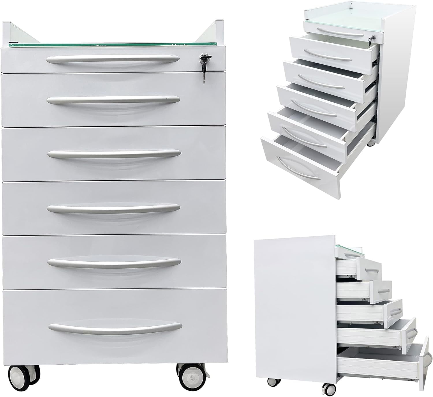 5 Drawers Lockers Dental Side Cabinets Movable Self-Priming Rails ...