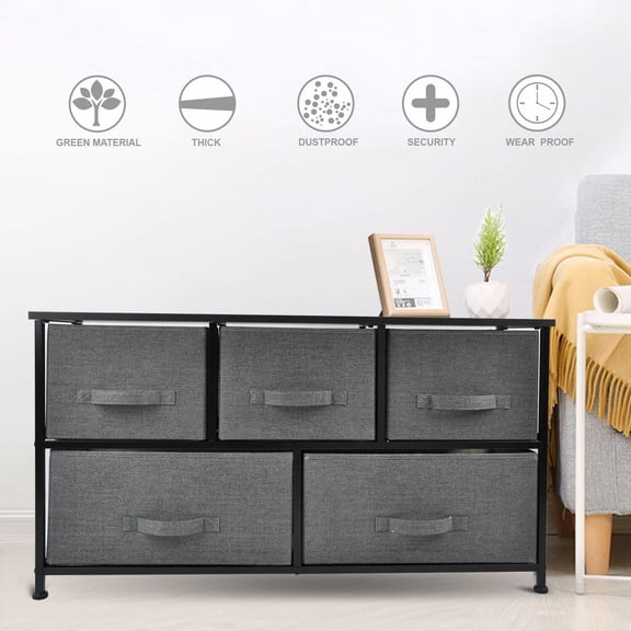 5 Drawers Modern Dresser Chest of Drawers Contemporary Furniture Wooden Storage