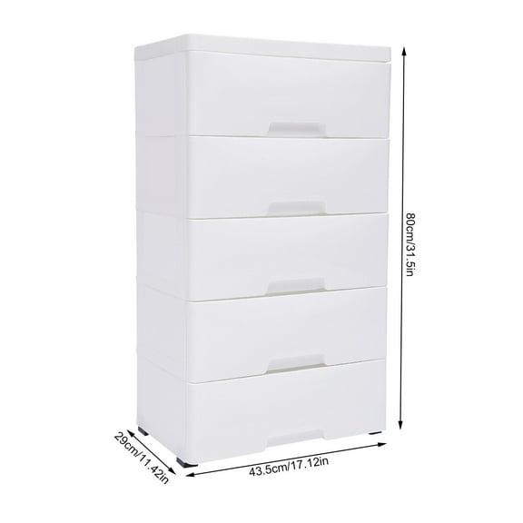 5 Drawers Modern Stackable Storage Cabinet Plastic Case Dresser Clothes Oganizer White