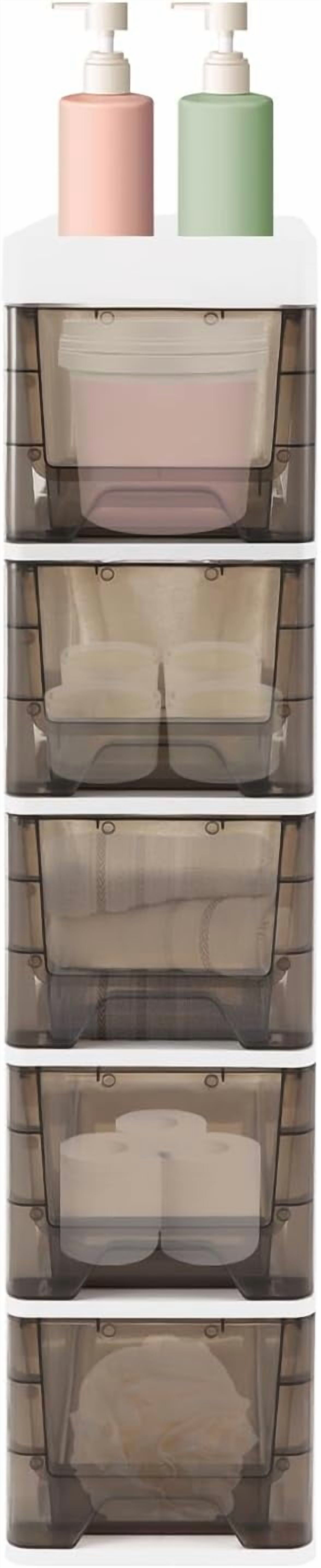 5 Drawers Narrow Bathroom Storage Cabinet, 5 Tier Tall Floor Standing ...