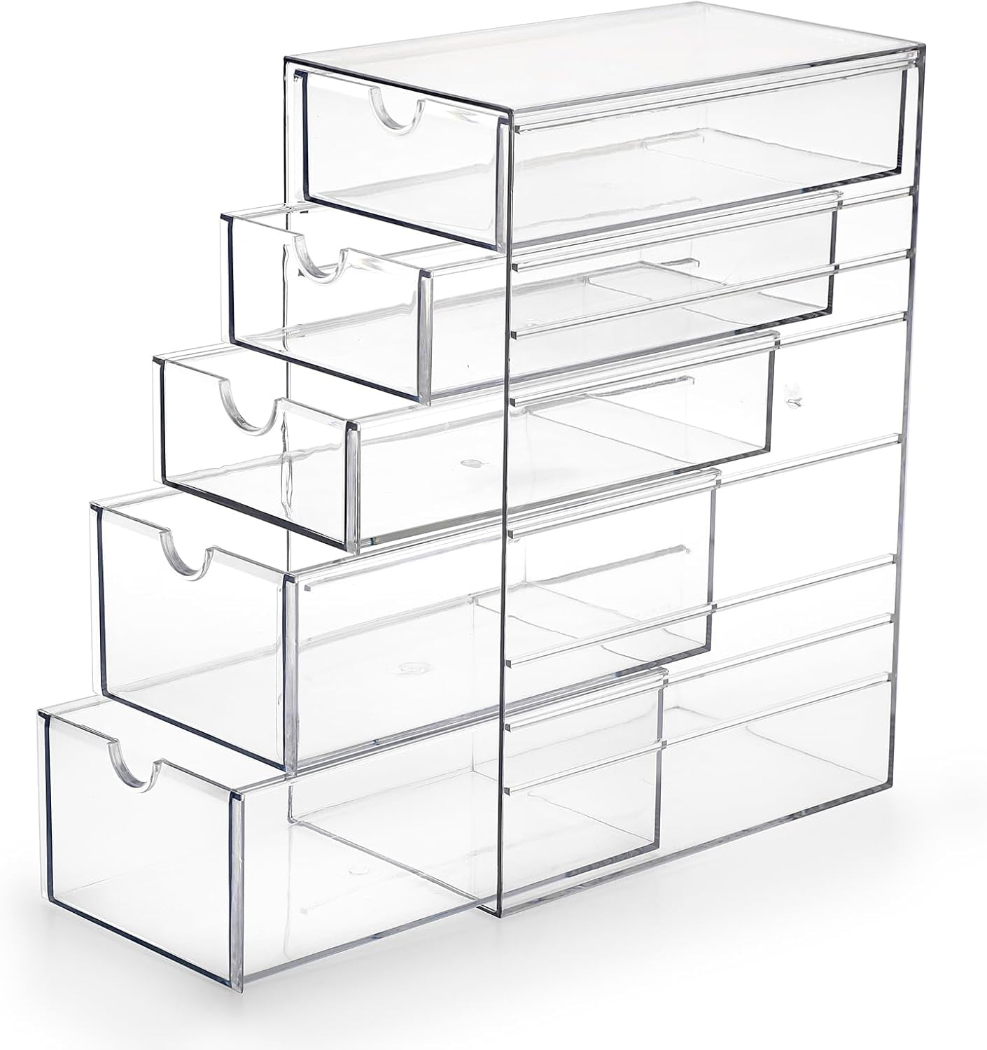 5-Drawers Plastic Storage Organizer, Clear Hair Accessories Organizer ...