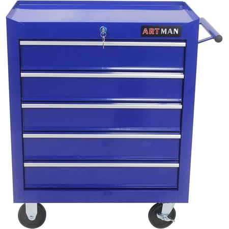 5 Drawers Rolling Tool Chest Cart ,24.2*12.9*29.9"Tool Storage Cabinet With 4 Wheels.Portable Tool Cabinet Trolley With Locking System and Drawer Liners.Tool Storage Cart for Garage,Workshop