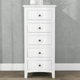 thumbnail image 1 of 5 Drawers Solid Wood Lingerie Chest in White, Tall Dresser Storage Chest Cabinet Nightstand with Antique Silver Handles, Chest of Drawers, Dresser for Bedroom with 5 Drawers, Easy Installation, White, 1 of 7