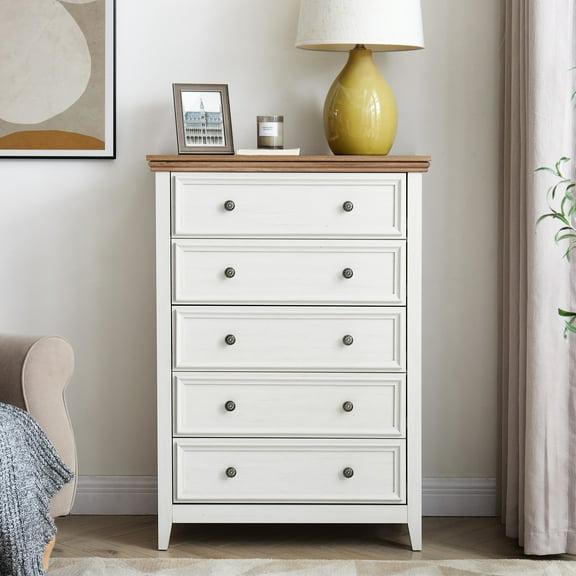 5 Drawers Storage Cabinet Beige - Ideal For Home Organization Chest Of Adds Warmth To Your Space