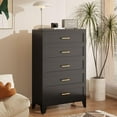 thumbnail image 1 of 5 Drawers Tall Black Dresser for Bedroom, 52.16" Metal Dressers & Chests of Drawers Curved Corner Design, Storage Organizer Drawer Chest with Large Capacity for Living Room, Hallway, Entryway, 1 of 6