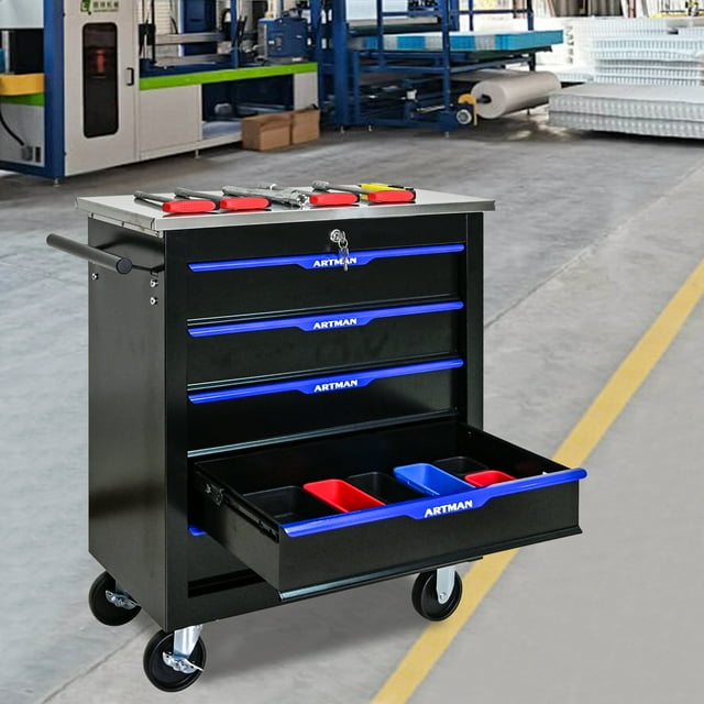 5 Drawers Tool Box with Wheels, Rolling Tool Chest with Lockable