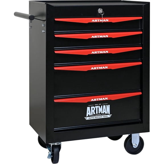 5 Drawers Tool Cart on Wheels, Multifunctional Rolling Tool Storage Chest, Drawers Rolling Trolley Organizer Tool Box for Warehouse, Garage, Workshop, Repair Shop (5 Drawers-30.5"H)