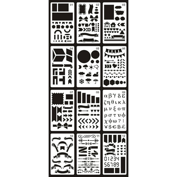 Under $5 Drawing Template, White Drafting Templates, 20-Piece Diy Drawing Template Set, Pet Stencils for Scrapbooking, Journaling, And Crafting, Multi-Shape Design, by Goohae