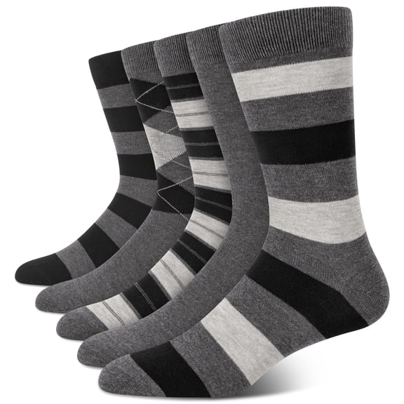 KOITHOT 5 Pack Dress Socks for Men Crew Socks Fashion Business Casual Cotton Mens Socks Size 10 13