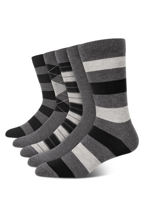 5 Pack Dress Socks for Men Crew Socks Fashion Business Casual Cotton Mens Socks Size 10 13