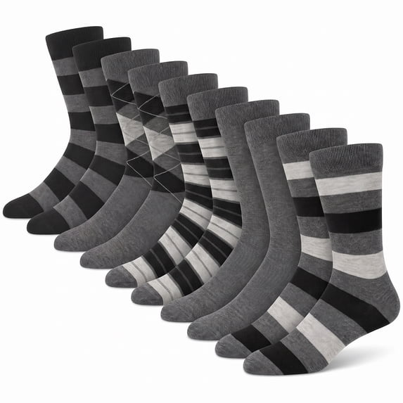 KOITHOT 5 Pack Mens Dress Socks Breathable Business Casual Mens Crew Socks Size 10 13