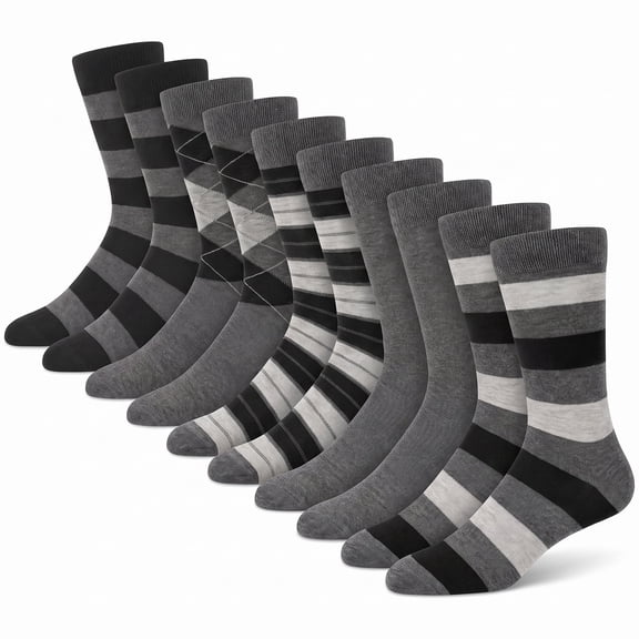 KOITHOT 5 Pack Mens Dress Socks Breathable Business Casual Mens Crew Socks Size 10 13