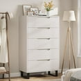 thumbnail image 1 of 5 Dresser for Bedroom, 51" Tall Dresser, Freestanding Vertical Drawer Cabinet with Storage, Wooden Closet Storage Chest for Living Room, Hallway, Entryway, White, 1 of 7