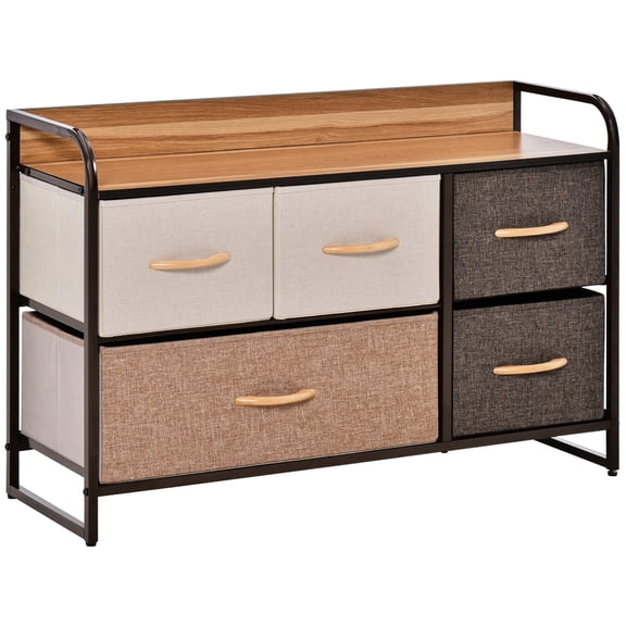 5 Dresser With Wooden Top, For Entryway Storage Bedroom, Multicolor Design