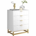 thumbnail image 1 of 5 Dresser for Bedroom, 34.5" Modern Fluted with Storage, Dresser Chest of Drawers with Gold Handles for Bedroom, Living Room, Closet,White, 1 of 7