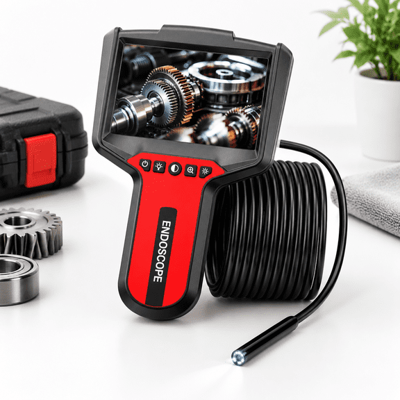 5" Dual-Lens 1080p HD Borescope Inspection Camera with 5" Screen, 16.4ft Probe