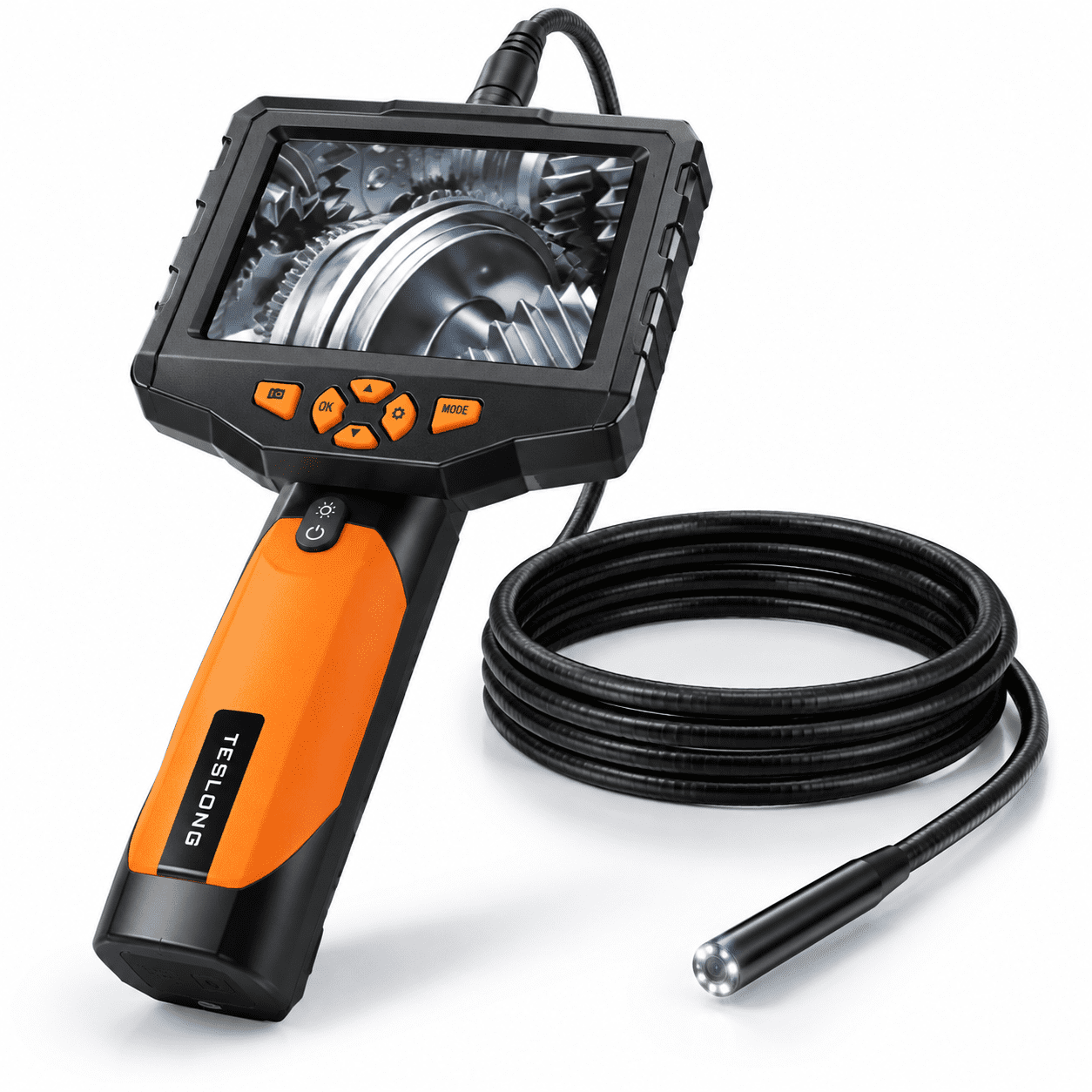 Semi Rigid Calbe 5'' Dual Lens Borescope Camera with 3.3FT Semi-Rigid Cable for Wall and ...