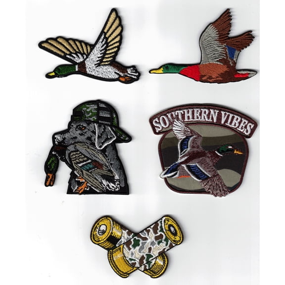 (5) Duck Hunting Mallard Embroidered Iron / Sew-On Patches