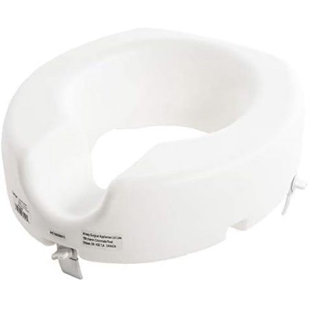 5" Elevated Toilet Seat, Fit, Tall Profile Height Lift, Tightening Stability Lock, Portable Bath Commode Support