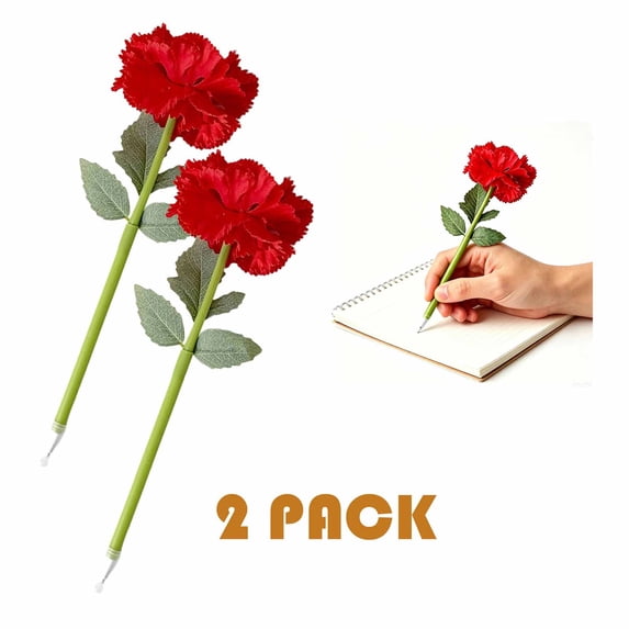 Under $5 FEOLGEHLY 2Pcs Medium Point Black Gel Pen, 0.7mm Plastic Simulation Flower Pen, Smooth Writing Pen for Office, Journaling, Home & Daily Note Taking