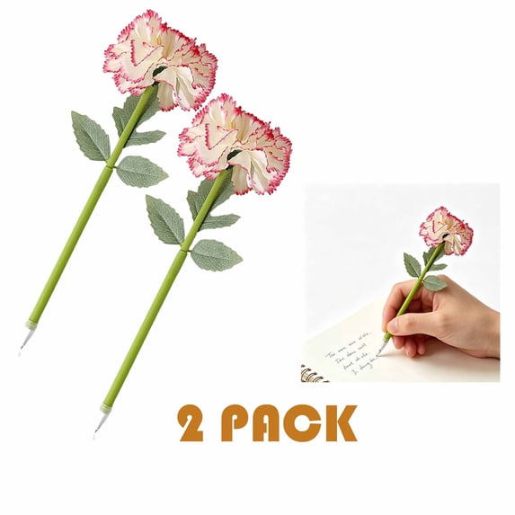 Under $5 FEOLGEHLY 2Pcs Medium Point Black Gel Pen, 0.7mm Plastic Simulation Flower Pen, Smooth Writing Pen for Office, Journaling, Home & Daily Note Taking