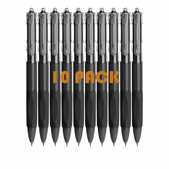 Under $5 FEOLGEHLY Retractable Gel Pens, 10 Pack Smooth Writing Quick Dry Refillable Fine Point 0.5mm Black Inks Gel Pens, Journaling Pens for Office and Daily Use