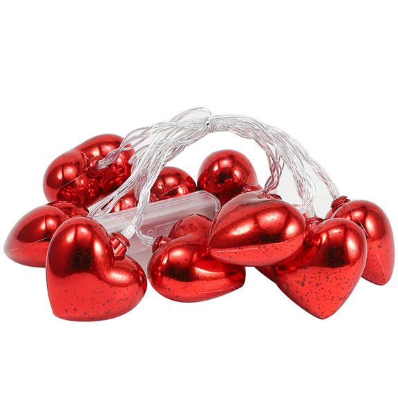 5 FT 10 LED Battery - Operated Heart - Shaped String Lights for Valentine's Day and Anniversaries