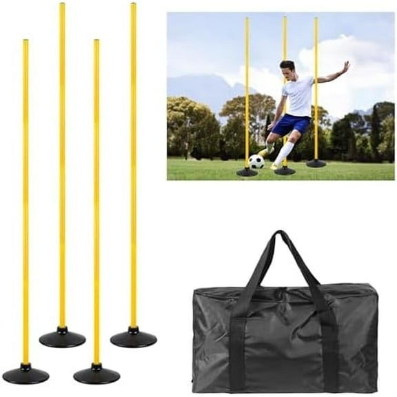5 FT Agility Training Poles for Soccer/Dog/Horse,Adjustable Football Basketball Speed and Agility Training Equipment,Set of 4 with Round Rubber Base$$Sport & Recreation Other