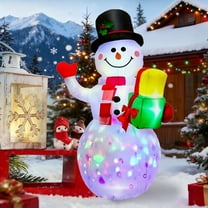 5 FT Christmas Inflatables Snowman with Rotating Lights, Blow Up Snowman Outdoor Decoration for Yard Patio Garden Lawn Xmas Holiday Indoor Party