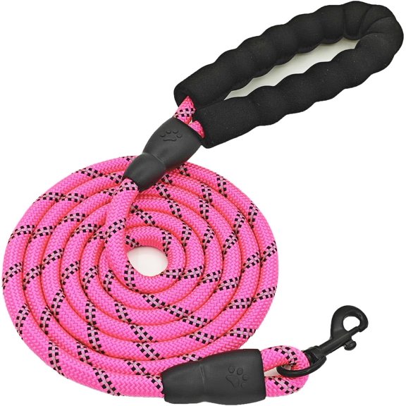 5 FT Dog Leash with Comfortable Padded Handle and Highly Reflective Threads for Small Medium and Large Dogs (5FT-1/2'', Pink)
