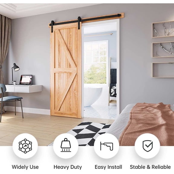 5 FT Heavy Duty Sliding Barn Door Hardware Track Kit