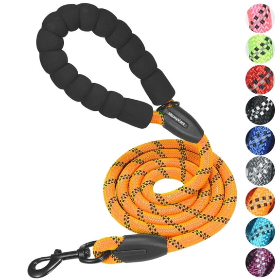 5 FT Long,Heavy Duty Dog Leash with Padded Handles and Highly Reflective Bands for Small,Medium and Large Breed with Swivel Lockable Hook for Walking and Hiking