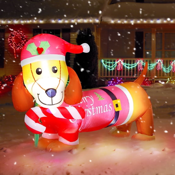 5 FT Long Inflatable Christmas Decoration Weiner Dog, LED Lights, New Design Holiday Yard Inflatable Décor for 2021